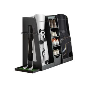 55.5 L X 16 W X 37 H In Wooden Golf Bag Organizer And Storage Rack,High Quality Wooden 2 Golf Bag Rack With Drawers,Easy To Assemble Golf Club Holder