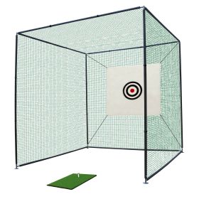 10X10X10FT Golf Practice Net Cage With Metal Frame Hitting Net Kit Indoor Outdoor