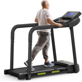 Elderly Rehabilitation Composite Shock-absorbing Treadmill With Extended Handrails And Enlarged Running Platform, Suitable For The Elderly, Load-beari