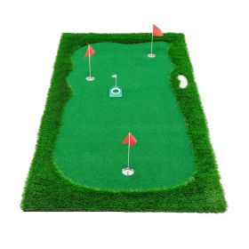 10x5 FT Golf Putting Green, Golf Training Mat With High-quality Turf, 3 Holes, 3 Flags And Cups For Indoor Outdoor
