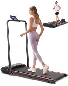 Portable Home Office Treadmill With Armrests, 265 Lbs Load Capacity, Powerful Silent Motor, 12 Programs, Remote Control
