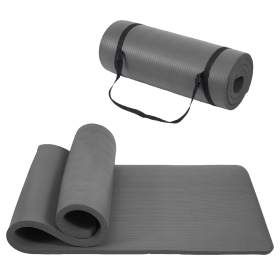 Only Supports Self Pickup-Yoga Mat, One Inch Thickened High-density Practice Mat, Tear-resistant Practice Yoga Mat With Straps, Suitable For All Kinds (Option: Gray)