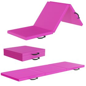 Only Supports Self Pickup  Tri-Fold Folding Exercise Mat With Carrying Handle For Mixed Martial Arts, Gymnastics And Home Gym Protecting Floor, 2 Inch (Color: Pink)