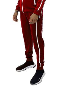 Mens Active Wear Running Track Pant Joggers (Color: Red, size: XL)