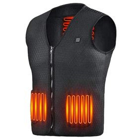 Heat Jacket Vest 3 Heating Gear Adjustable USB Heated Vest Warm Heat Coat Vest w/ 5 Heating Zones For Men Women Winter Outdoor Activity (Color: Black, size: 2XL)