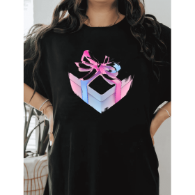 Casual Women's Cotton T-Shirt with Bow Detail - Trendy and Comfortable for Every Season (Style: 334)