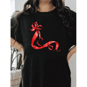 Casual Women's Cotton T-Shirt with Bow Detail - Trendy and Comfortable for Every Season (Style: 318)