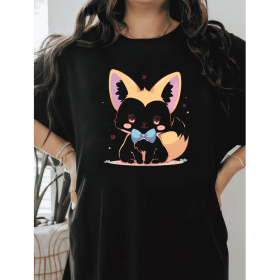 Casual Women's Cotton T-Shirt with Bow Detail - Trendy and Comfortable for Every Season (Style: 359)
