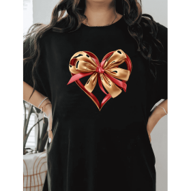 Casual Women's Cotton T-Shirt with Bow Detail - Trendy and Comfortable for Every Season (Style: 340)