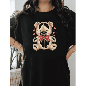Casual Women's Cotton T-Shirt with Bow Detail - Trendy and Comfortable for Every Season (Style: 345)