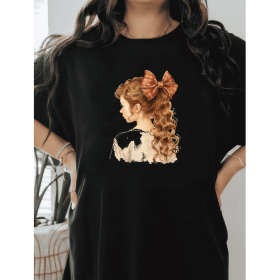 Casual Women's Cotton T-Shirt with Bow Detail - Trendy and Comfortable for Every Season (Style: 350)