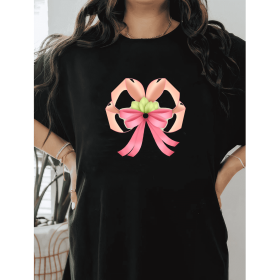 Casual Women's Cotton T-Shirt with Bow Detail - Trendy and Comfortable for Every Season (Style: 66)