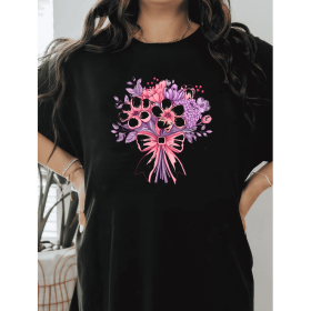 Casual Women's Cotton T-Shirt with Bow Detail - Trendy and Comfortable for Every Season (Style: 98)