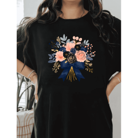 Casual Women's Cotton T-Shirt with Bow Detail - Trendy and Comfortable for Every Season (Style: 92)