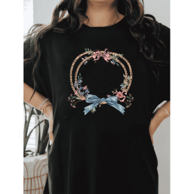 Casual Women's Cotton T-Shirt with Bow Detail - Trendy and Comfortable for Every Season (Style: 86)